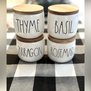 Rae Dunn Ceramic Spice Set with Wooden Lid